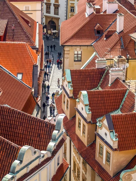A légi felvétel a egy street, city Center, Prága — Stock Fotó