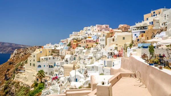 Vista di oia in santorini e parte della caldera — Foto Stock