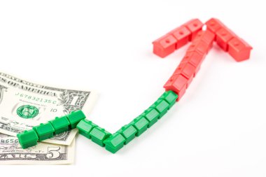 grafik desen minyatür yeşil ve kırmızı evler büyüyor