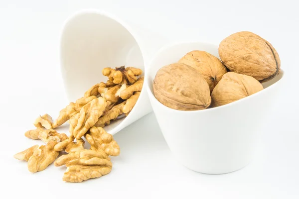 Closeup view of walnuts on white background — Stock Photo, Image