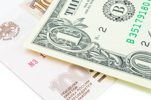 Russian ruble and american dollar historical exchange rate — Stock Photo, Image