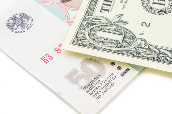Российский рубль и американский доллар
