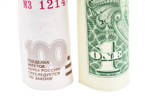 Russian ruble and american dollar historical exchange rate — Stock Photo, Image