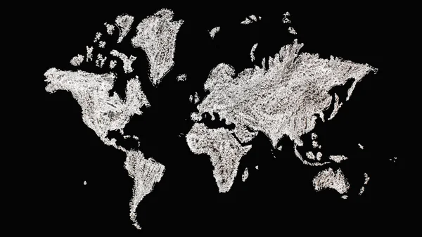 Mappa del mondo disegnata con gesso bianco — Foto Stock