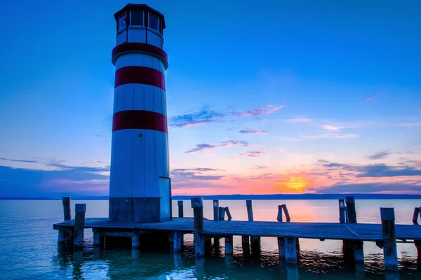 Red striped lighthouse — Stock Photo, Image