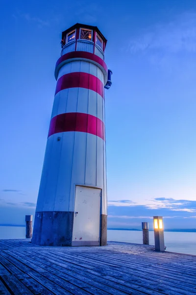 Red striped lighthouse — Stock Photo, Image