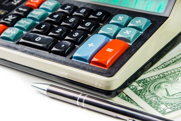 Calculating business success on retro style calculator — Stock Photo, Image