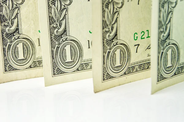 Four one dollar banknotes — Stock Photo, Image