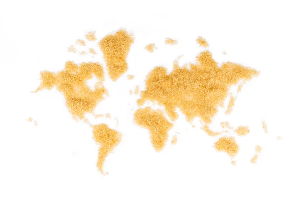 Mappa del mondo fatta di zucchero di canna — Foto Stock