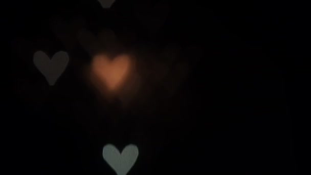 Explosion d'amour, feux d'artifice bokeh en forme de coeur — Video