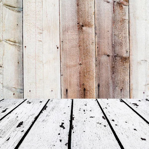 White wooden floor and brown wooden front — Stock Photo, Image