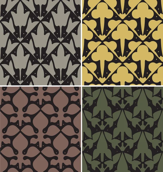 Fire victorianske sømløse mønstre – Stock-vektor