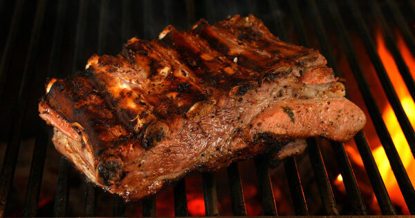 Close up of tasty Steak on barbecue grill