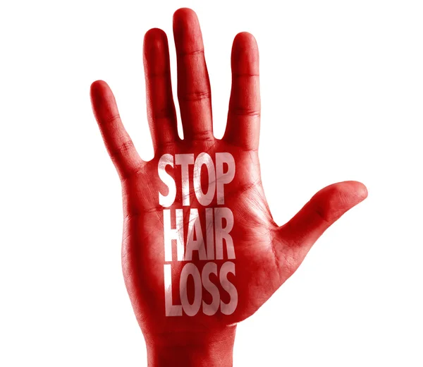 Zatrzymać wypadanie włosów, napisany pod ręką — Zdjęcie stockowe