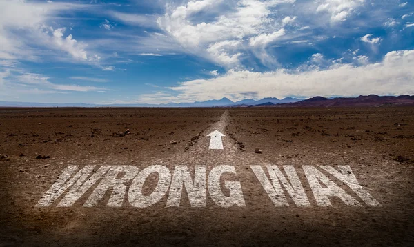 Wrong Way written on road — Stock Photo, Image