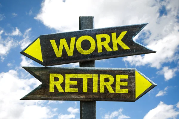 Work - Retire signpost — Stock Photo, Image