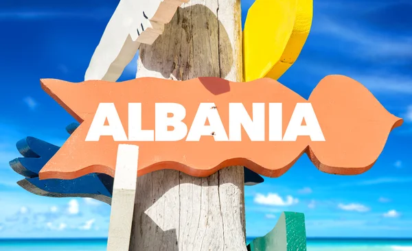 Albania welcome sign — Stock Photo, Image