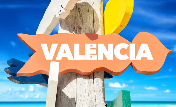 Valencia welcome sign — Stock Photo, Image