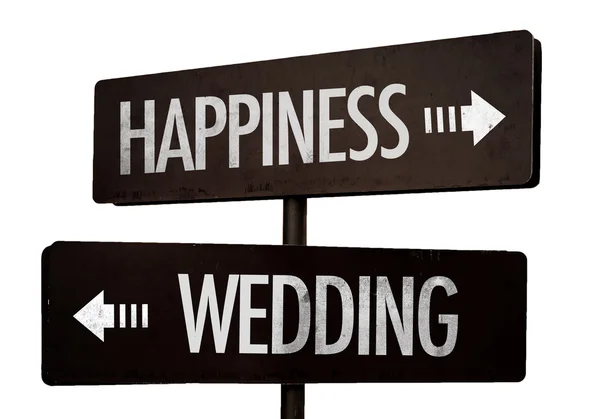 Geluk - bruiloft wegwijzer — Stockfoto