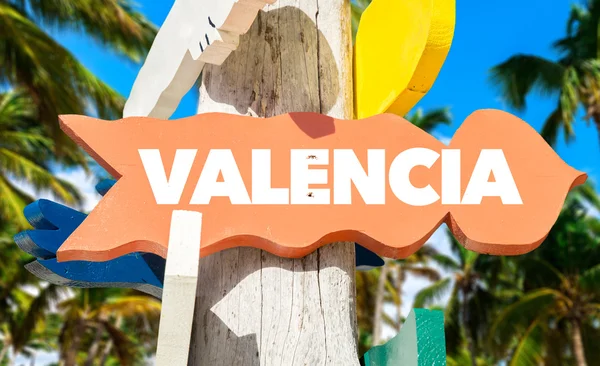 Valencia välkommet tecken — Stockfoto