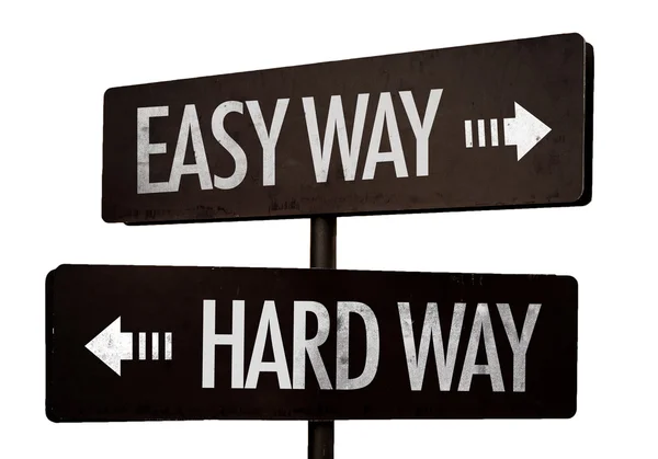 Easy Way - Hard Way signpost — Stock Photo, Image