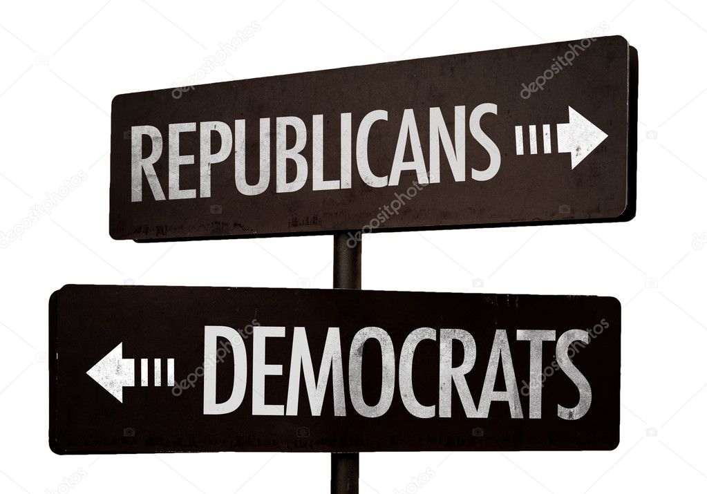 Republicans - Democrats signpost