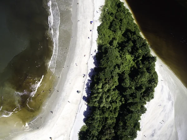 Menigte van mensen op strand — Stockfoto