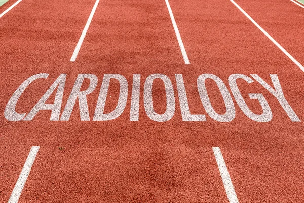 Cardiology written on track — Stock Photo, Image