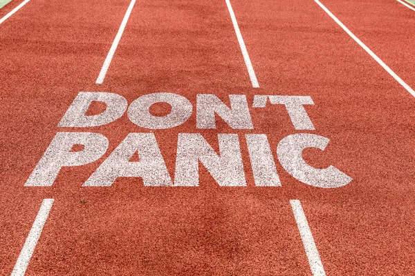 Don 't Panic written on track — стоковое фото