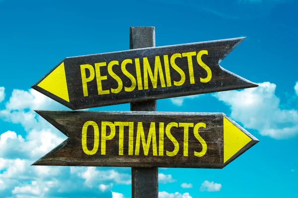 Pessimisterna - optimisterna skylten — Stockfoto