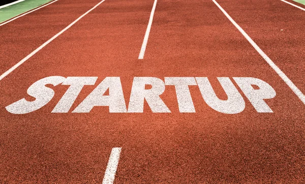 Startup written on track — Stock Photo, Image