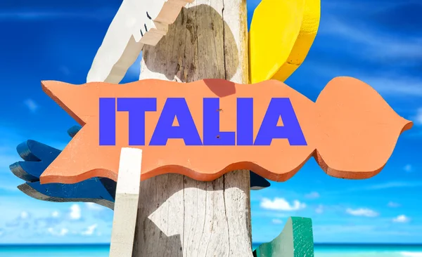 Itália sinalização de madeira — Fotografia de Stock