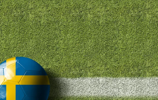 Bola em um campo de futebol — Fotografia de Stock