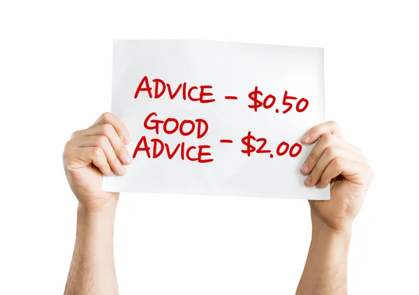 Advies, plakkaat met goed advies — Stockfoto