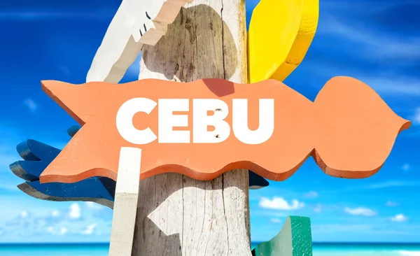 Cebu signpost with beach — Stock Photo, Image