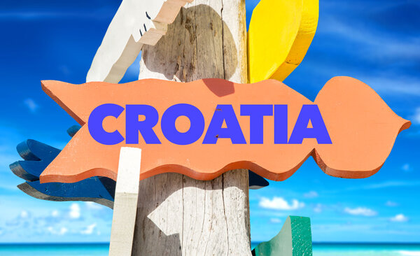 croatia signpost with beach