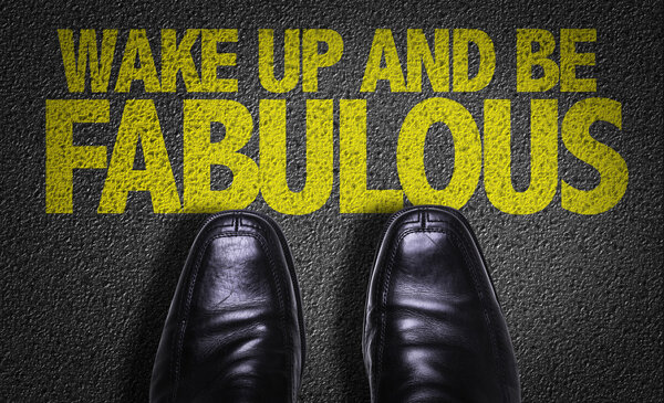 Shoes on the floor with the text