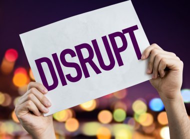 Disrupt placard with night lights clipart