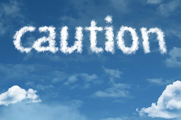 Caution cloud word with sky — Stock Photo, Image