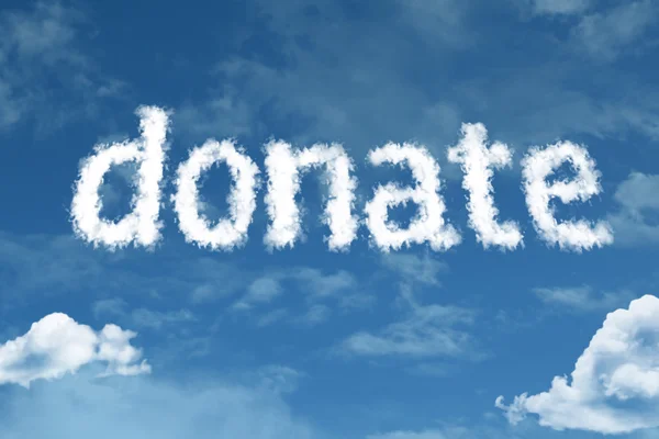 Donate cloud word with sky — Stock Photo, Image