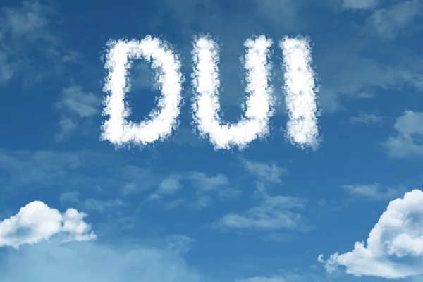 Dui nuvem palavra com céu — Fotografia de Stock