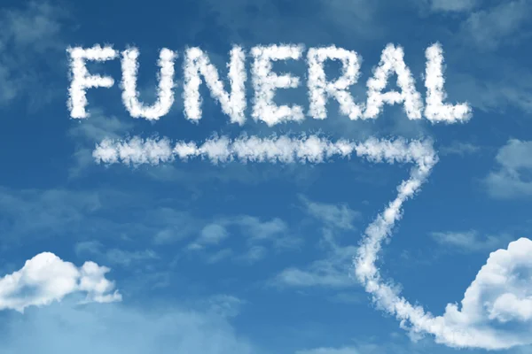 Funeral nuvem palavra com céu — Fotografia de Stock