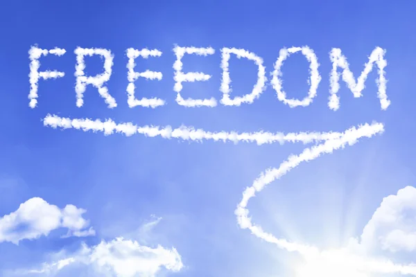 Vrijheid wolk woord met sky — Stockfoto