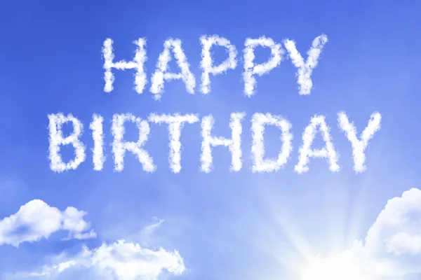 Happy Birthday cloud words with sky — Stock Photo, Image