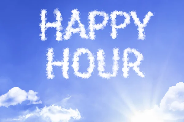 Happy Hour cloud words with sky — Stock Photo, Image