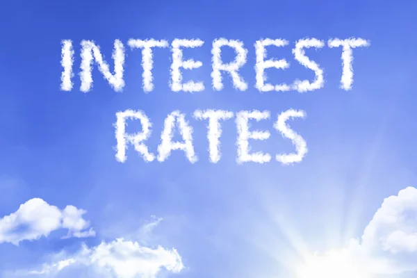 Interest Rates cloud words with sky — Stock Photo, Image