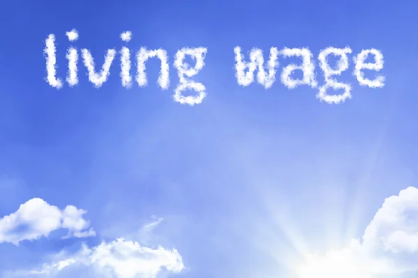 Living Wage cloud words with sky — Stock Photo, Image