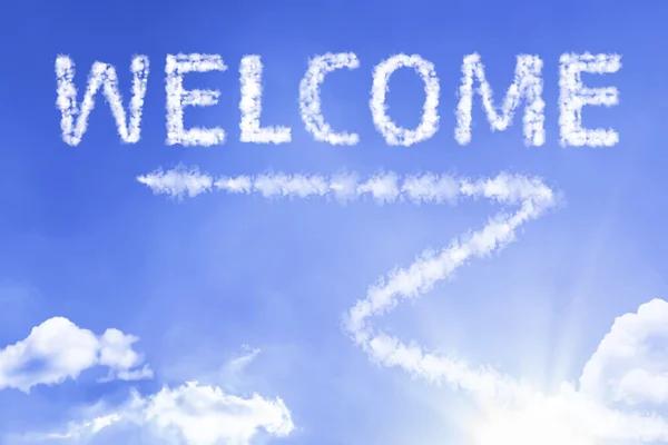Welcome cloud word with sky — Stock Photo, Image