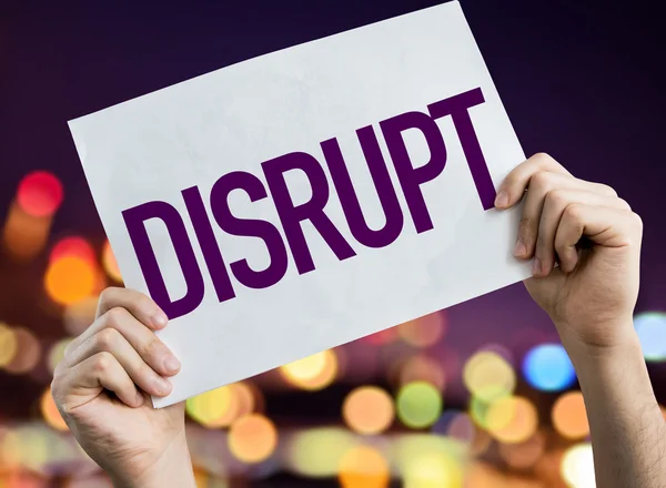 Disrupt placard with night lights — Stock Photo, Image