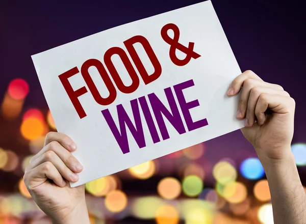 食物与葡萄酒的标语牌 — 图库照片